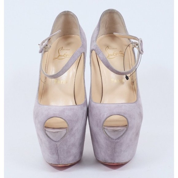 Christian Louboutin sz 36.5 US 6.5 platform ankle strap open toe suede - Picture 2 of 8